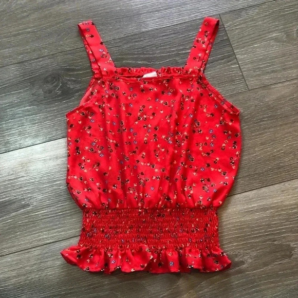 Sienna Sky Red Floral Cropped Tank Top Blouse Size Small - Picture 8 of 11